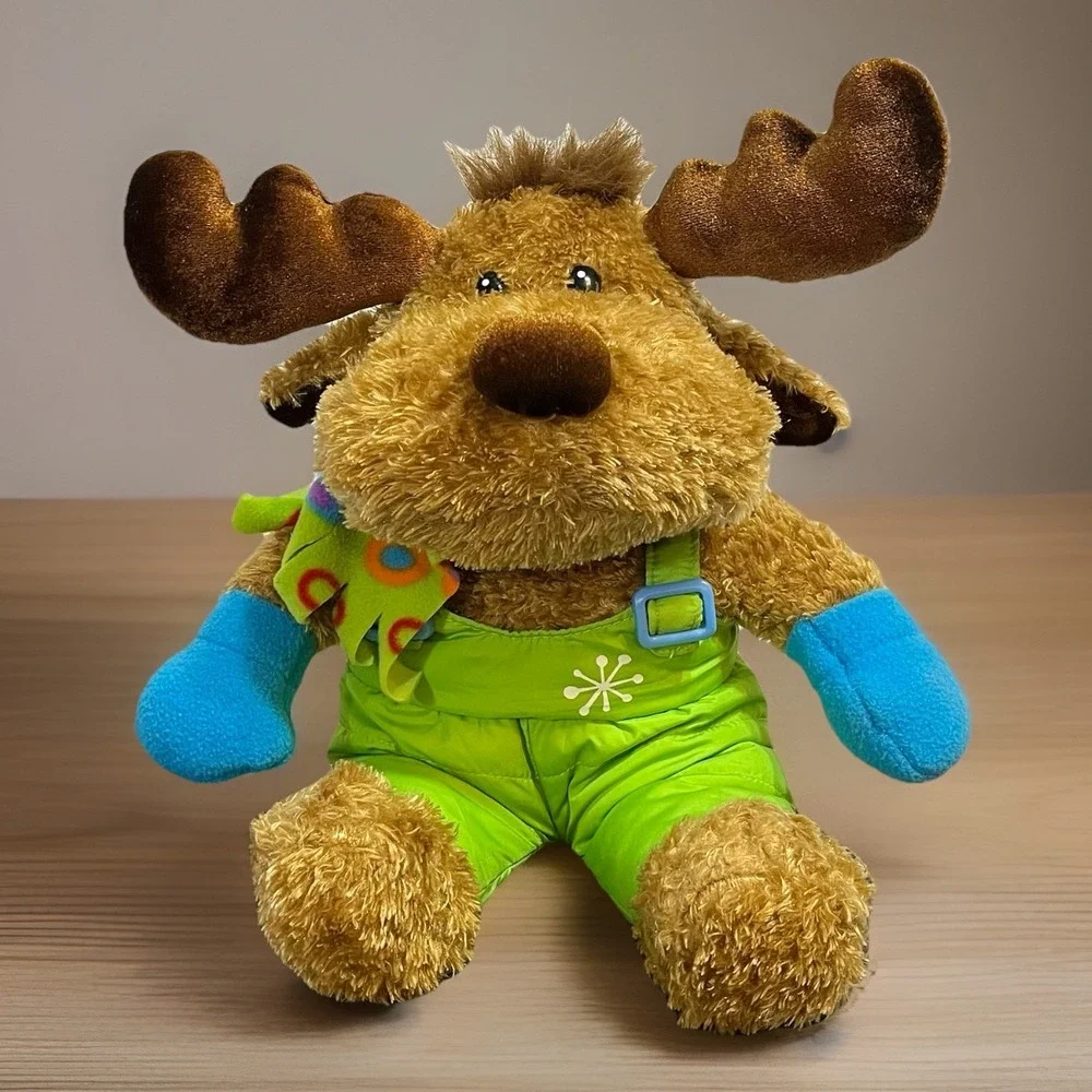 Dan Dee Moose Plush Stuffed Animal Winter Green Snowsuit Mittens Scarf